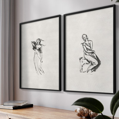 Vintage  Sketch XIV  -Framed Giclee Print - Set of 2