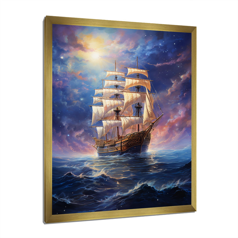 Pirate Oceans Embrace - Décoration murale pirate, H 44 po x l 34 po x P 1,5 po, Encadrement doré