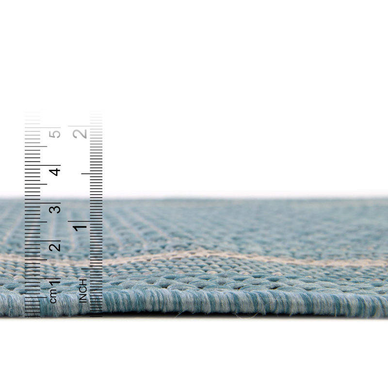 Tapis extérieur d'extérieur couleur turquoise, Carré 13 pi