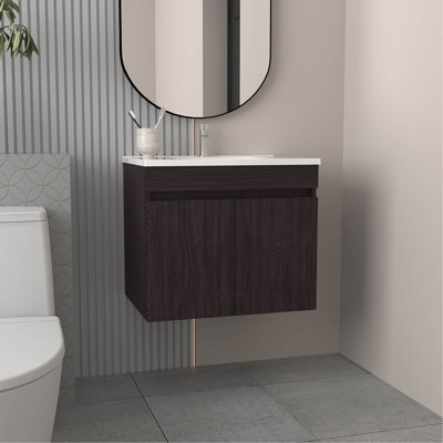 Meuble-lavabo de salle de bain avec lavabo, 2 portes, 2 tablettes (PAS DE ROBINET INCLUS)