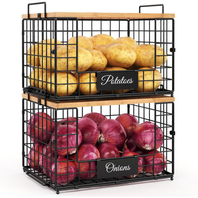 2 bacs de rangement pour pommes de terre et oignons XXL