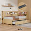 Lit de jour en bois avec tablettes de rangement, USB et lit gigogne-965595382