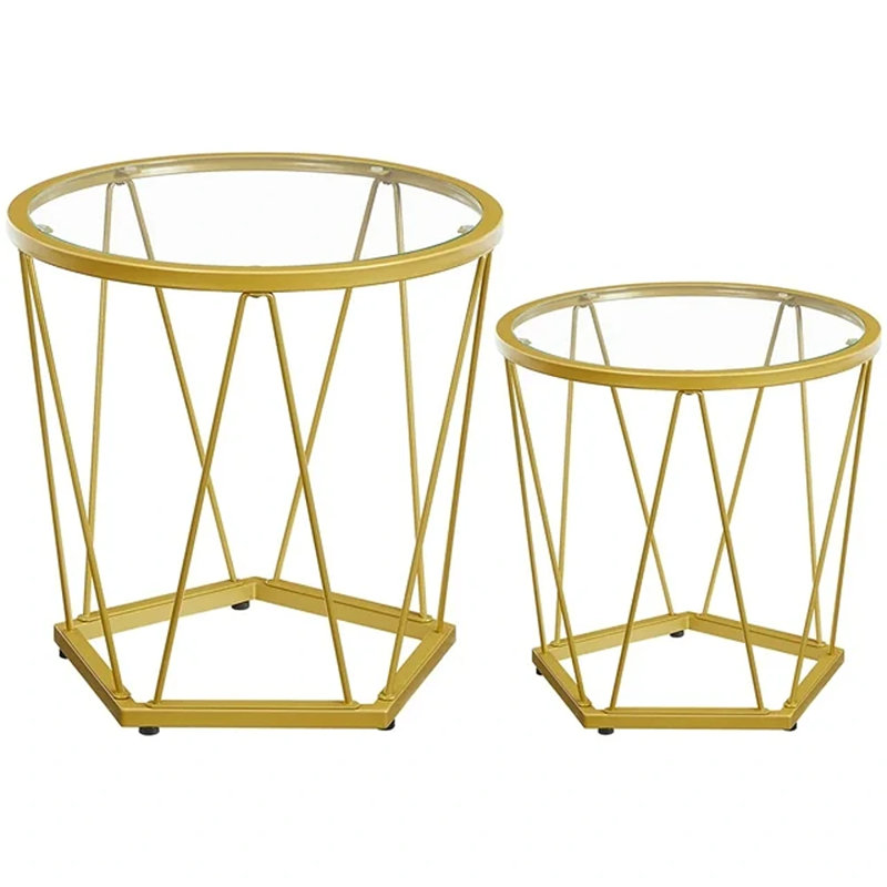 Putman Glass Nesting Tables Round End Tables, Gold