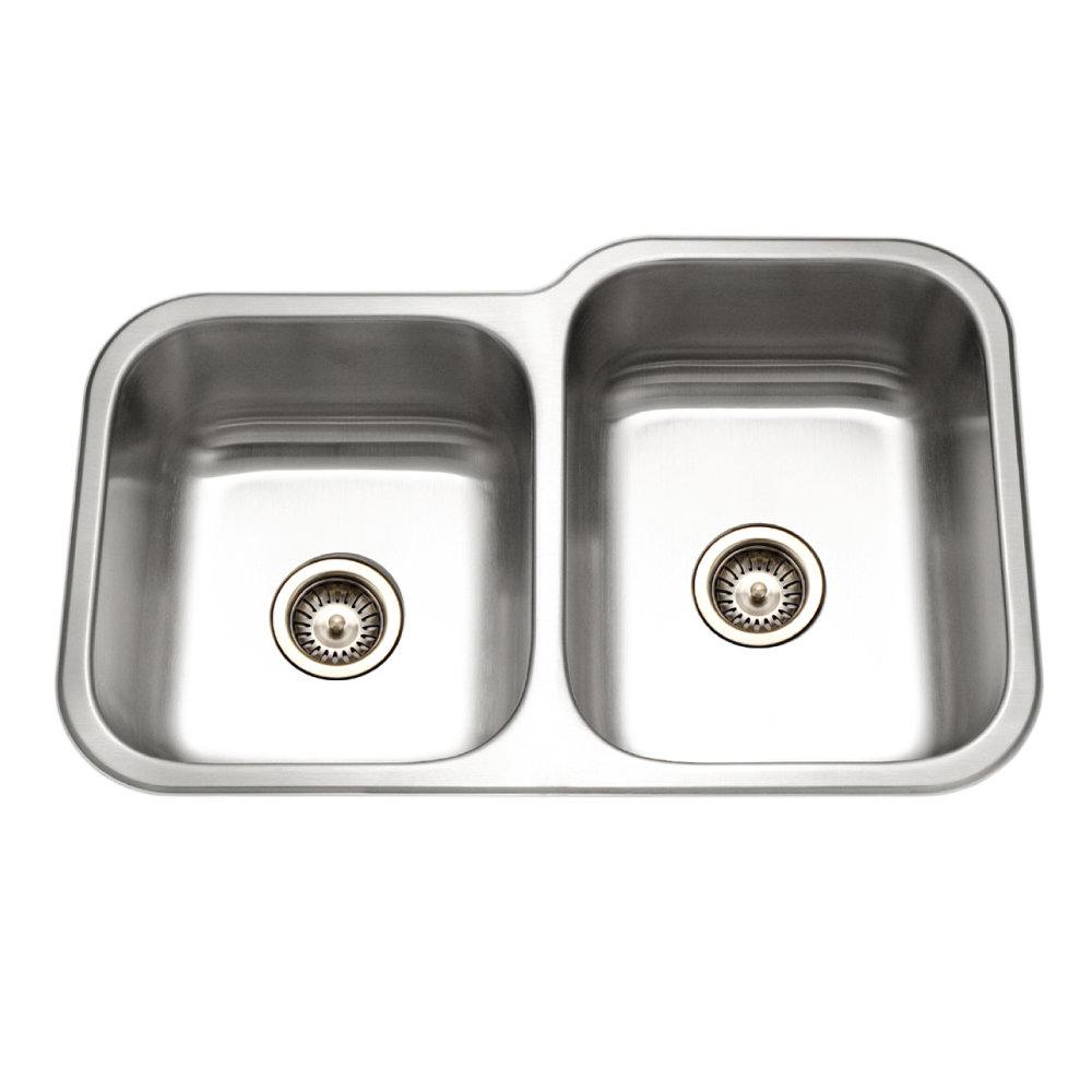 Elite 31.5'' L Undermount Double Bowl Stainless Steel Kitchen Sink Houzer