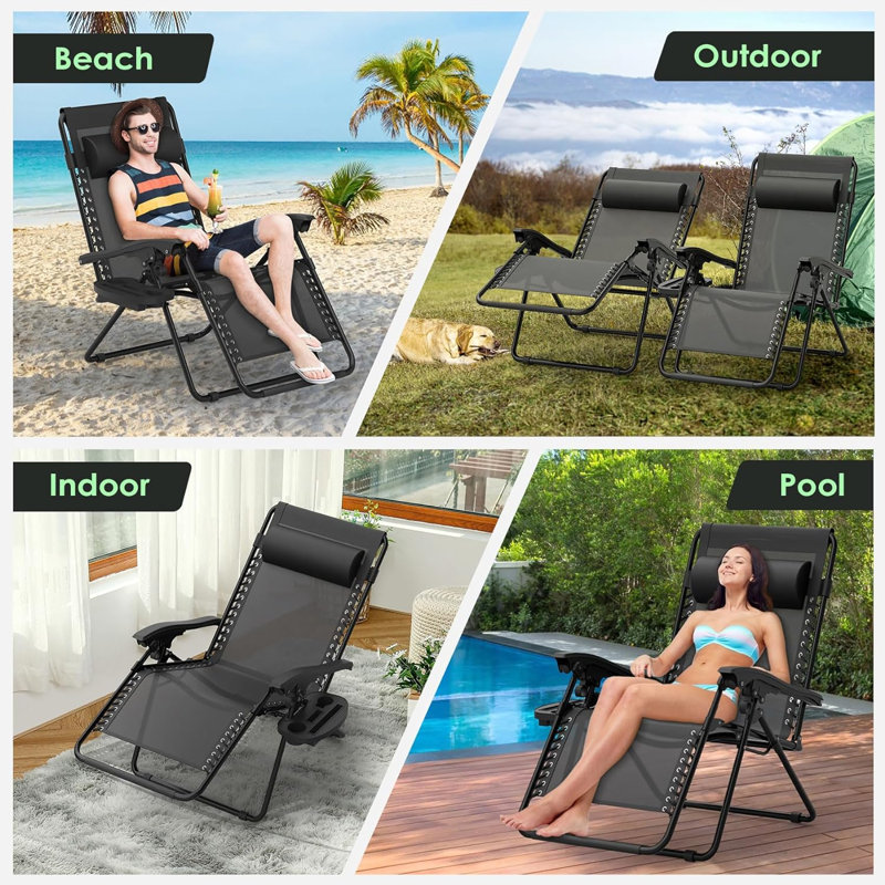 Tanesia Folding Recliner Chair, Black