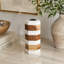 Porte-bougie rayé blanc moderne en marbre et bois d'acacia-1325936725