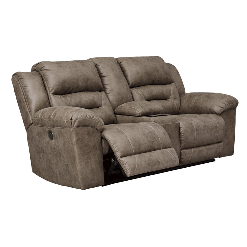 Tecoma 82" Pillow Top Arm Reclining Loveseat, Gray Faux Leather, Manual