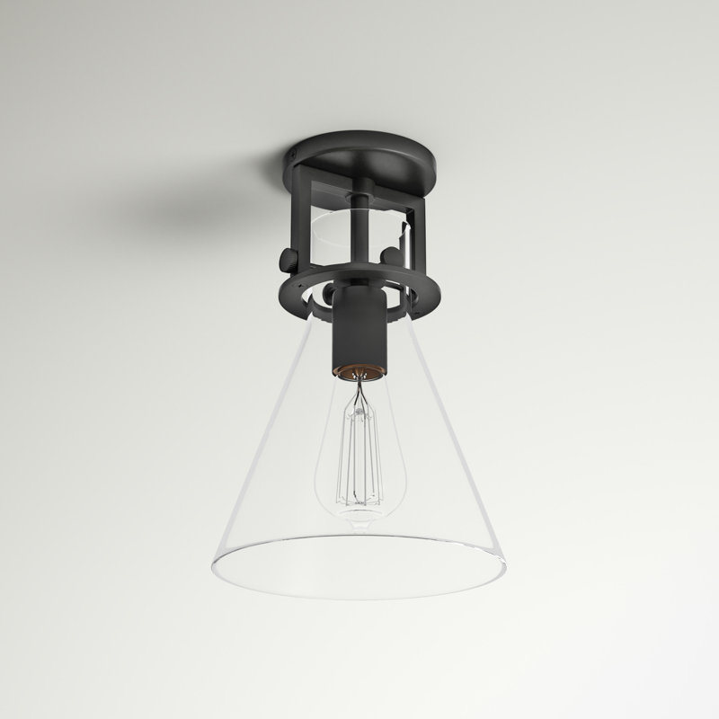 Borgen Glass Semi Flush Mount, Matte Black