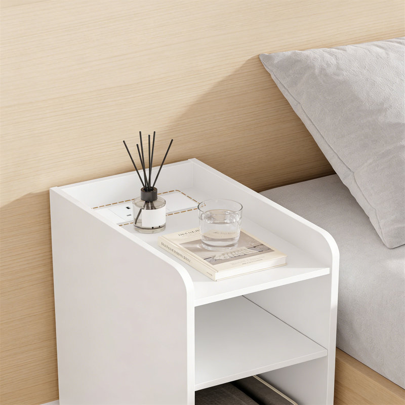 24cm W Bedside Table, White