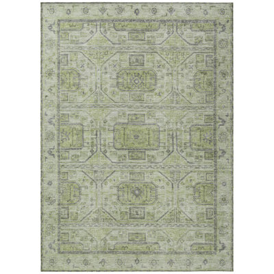 Machine Washable Indoor/Outdoor Xhevrie Aloe Rug