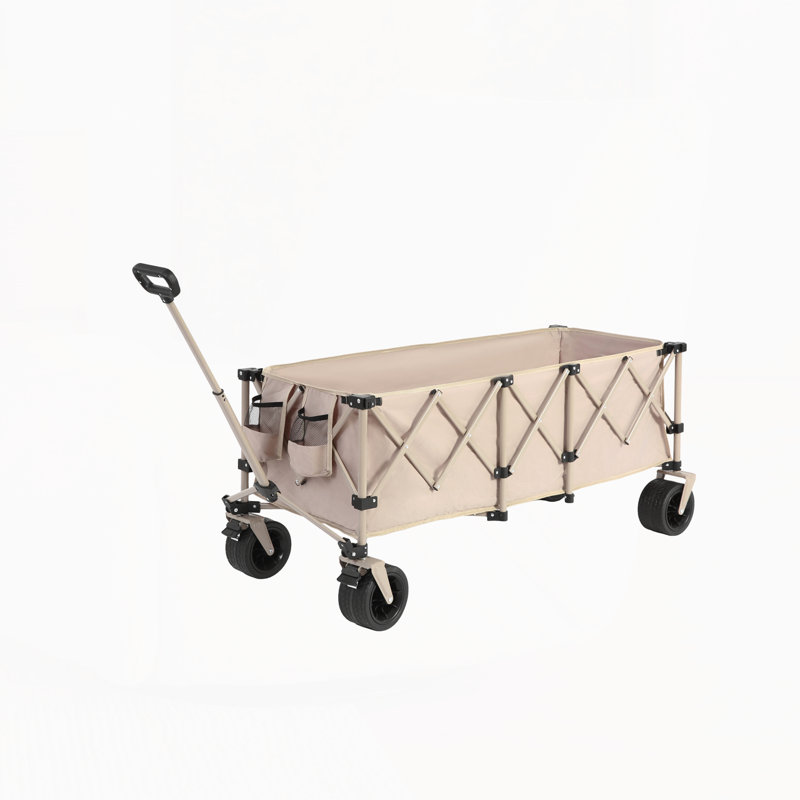 Chariot de jardin pliant avec roues, Beige