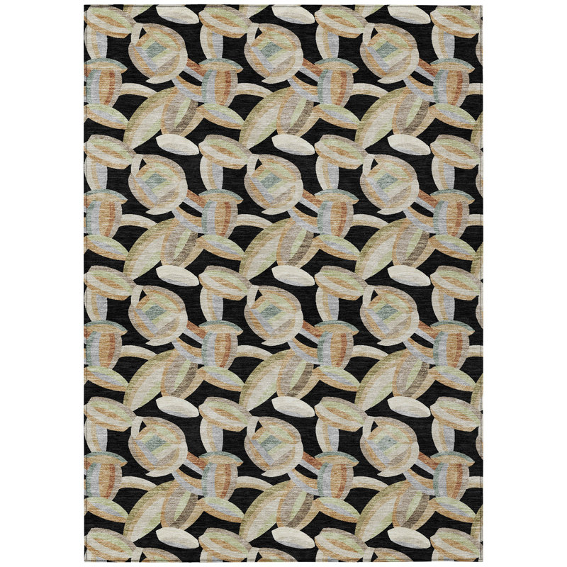 Machine Washable Indoor/Outdoor Chantille ACN2454 Casual Rug, 8' x 10', Black