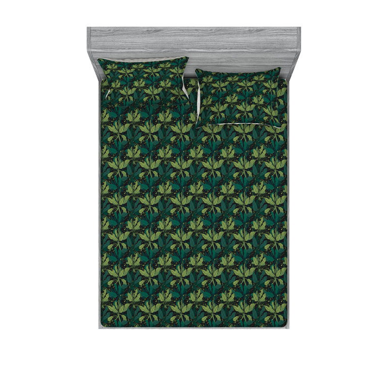 Drap-housse et taie décorative Ambesonne Atmosphère tropicale vert fougère et vert jade