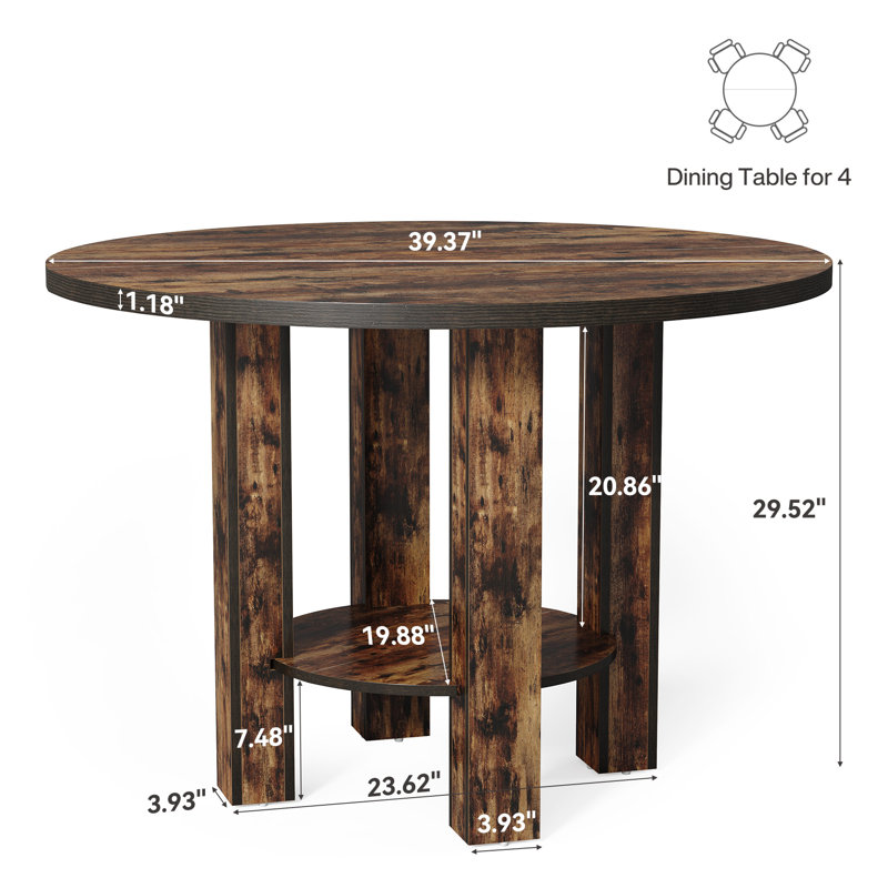 Table de salle à manger 39,37 po pour 4 personnes