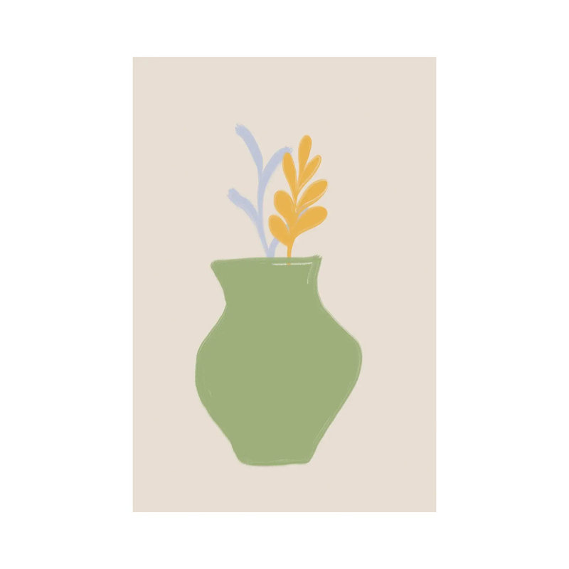 Green Scandi Vase 1 Piece Wall Art on Canvas, 20.32 cm H x 30.48 cm W, No Frame