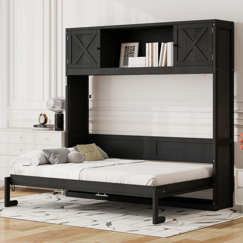 Lit escamotable double avec armoires de rangement