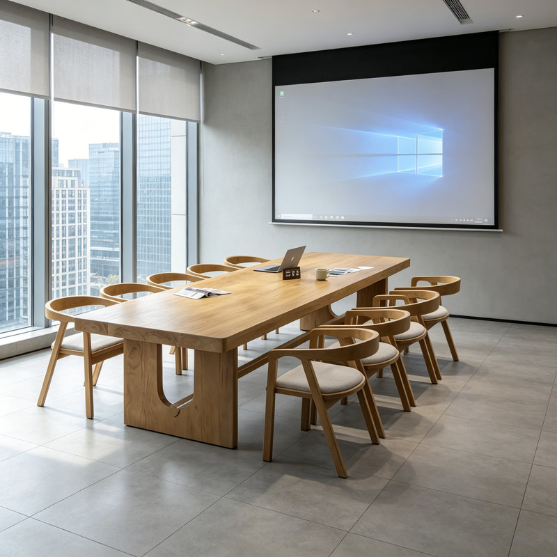 Tables de conférence simples en bois massif Burlywood, H 29,5 po x L 126 po x l 47,2 po