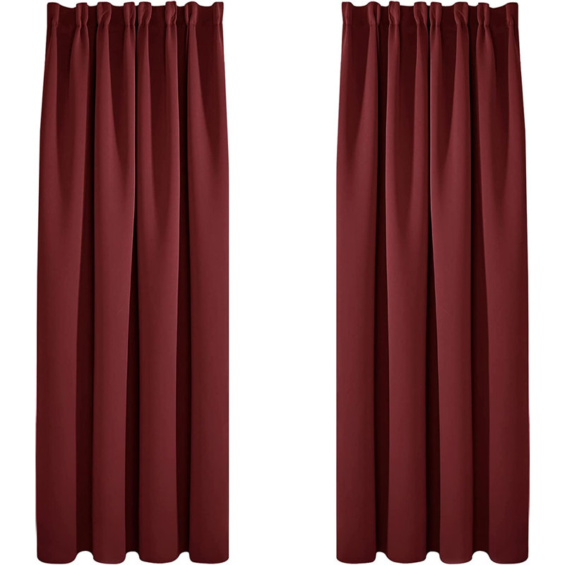 Hippen Blackout French Door Curtain Pair, 140 W x 175 D cm, Red