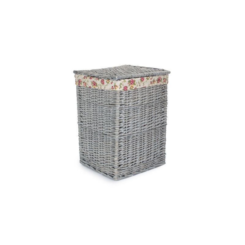 Wicker Laundry Basket with Lining, 50cm H x 33cm W x 33cm D