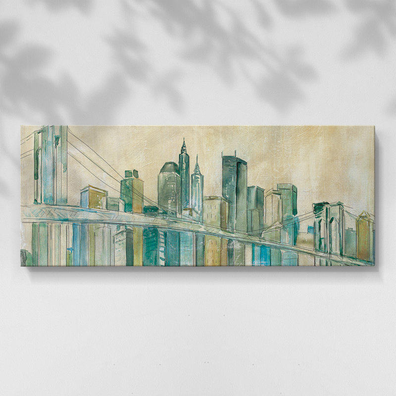 Toile tendue avec châssis New York City, prête à être accrochée, H 12 po x l 30 po