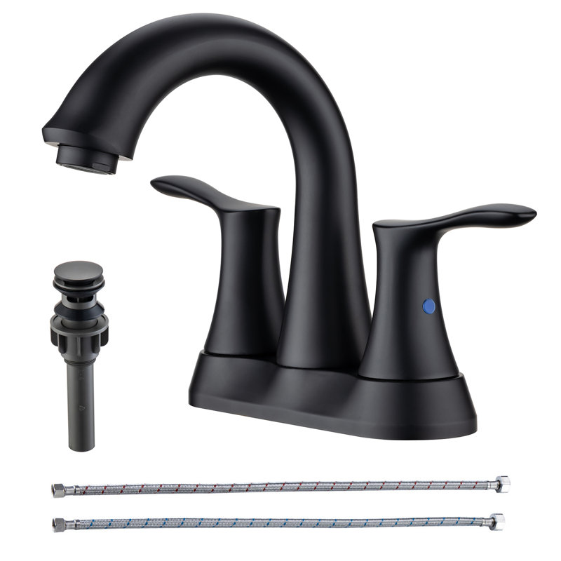 Centerset 2-handle Bathroom Faucet with Drain Assembly, Matte Black