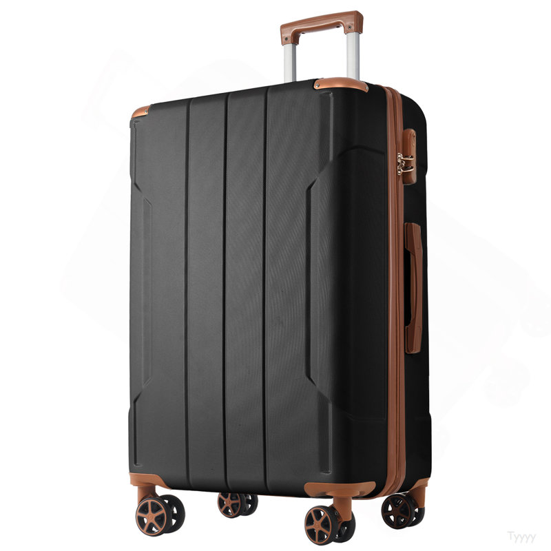 Ensembles de bagages 3 pièces, valises rigides durables en ABS rigide avec roues pivotantes doubles 20/24/28 pouces (brun noir)