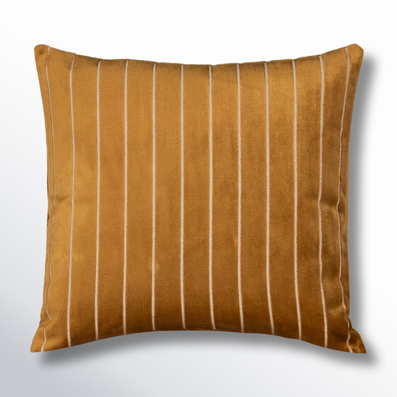 Maxton Striped Rayon/Viscose Reversible Throw Pillow, Yellow, Polyester, Square 22"