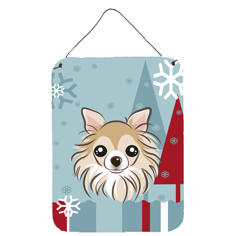 Winter Holiday Graphic Art on Plaque, 8" H x 12" W, Chihuahua