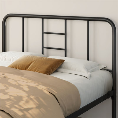 Metal-Framed Bed with High Headboard