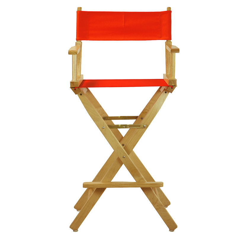 30" Folding Director Chair with Canvas, Natural, Orange