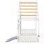 Lit maison avec glissade, bande lumineuse en forme de boule, lit plateforme en bois avec panneau avant, meubles de chambre amusants-133445849