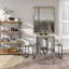 Ursae Leather Cowhide Beige Counter Stool with Black Metal Base