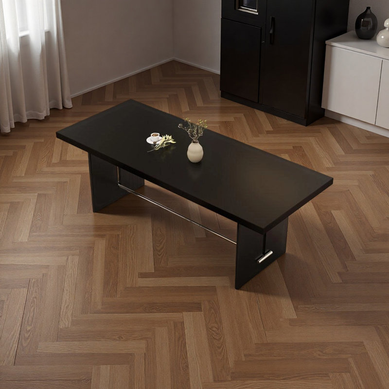 Black rectangular dining table, 29.52"H x 86.61"L x 35.43"W