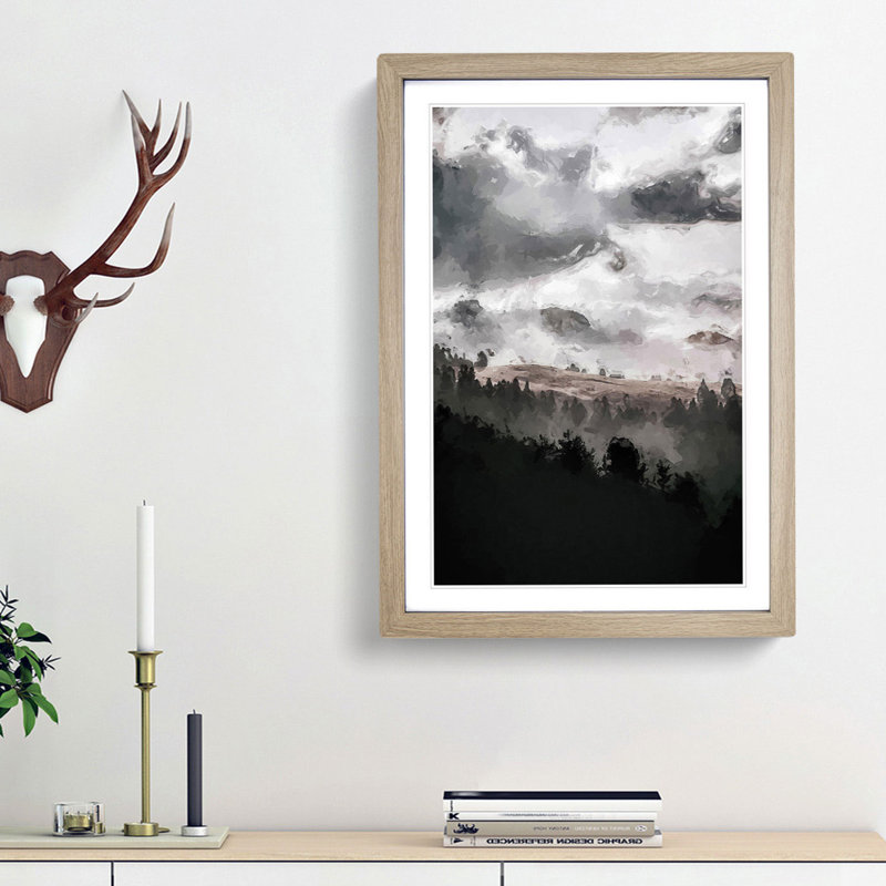 Mist over Wurzjoch in Italy - Picture Frame Graphic Art Print, 36cm H x 27cm W x 2cm D, Oak Framed