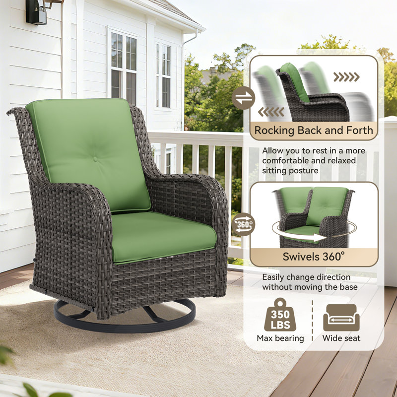 Anahit Wicker 7 - Person Patio Conversation Set with Cushions, Green