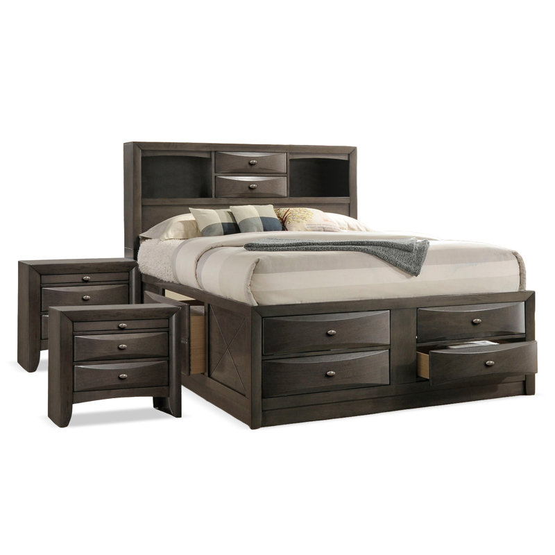 Ensemble de chambre à coucher 3 pièces Lakiesha, Grand, Gris