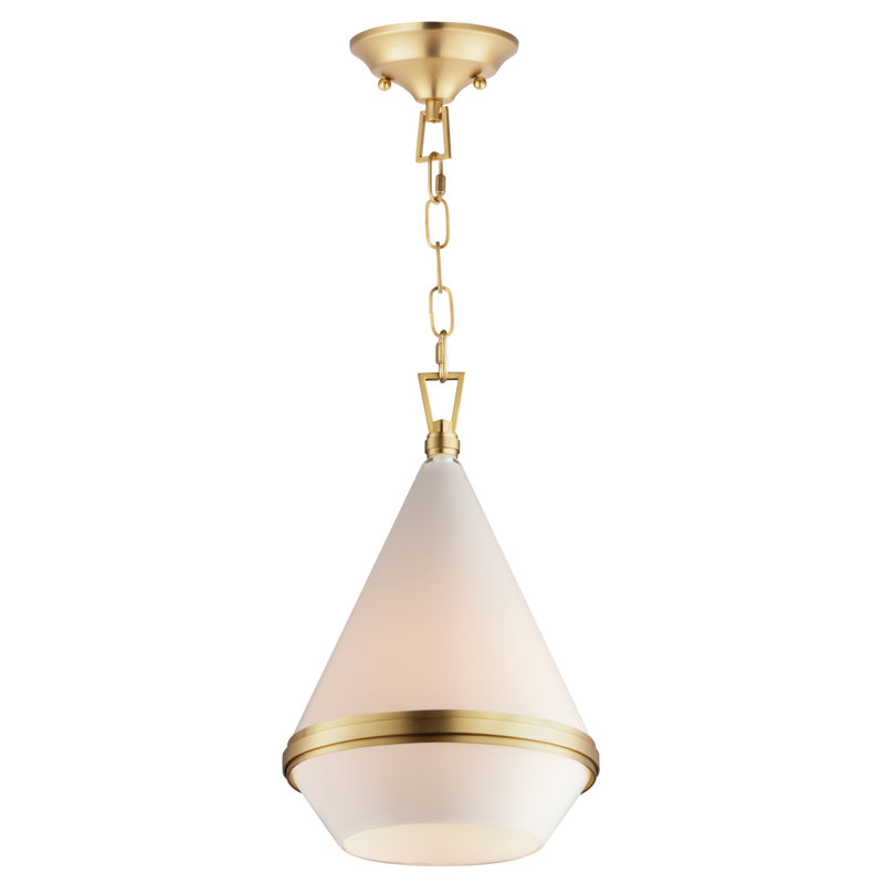 Luminaire suspendu unique à 1 lumière Giza, H 17,25 po x l 11,25 po x P 11,25 po, Laiton satiné