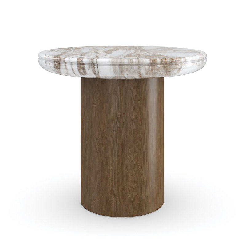 Cape Verde Stone End Table, White/Brown