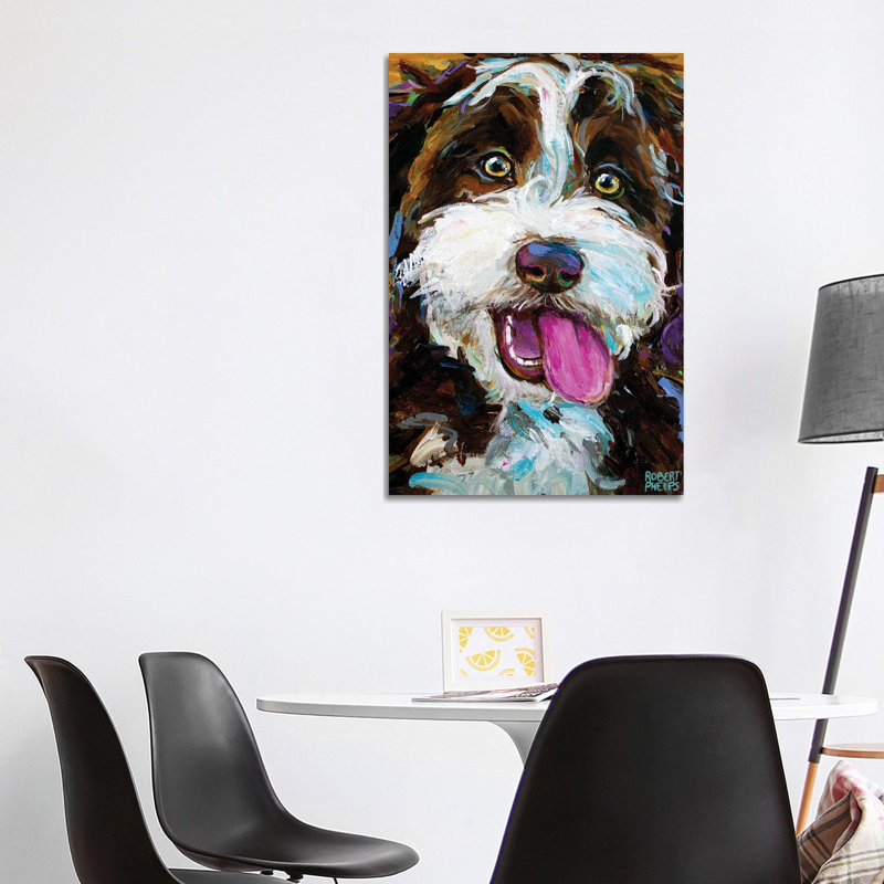 Happy Aussiedoodle I 1 Piece Wrapped Canvas Painting, 101.6 cm H x 66.04 cm W x 1.91 cm D