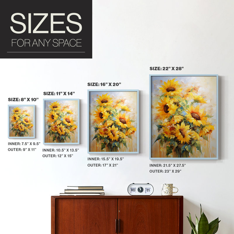 Série FLORAL CDL III - reproduction encadrée de qualité supérieure - prête à être accrochée - aucun clou requis, Bleu