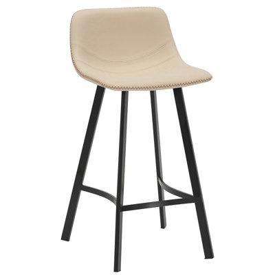 Banaz Upholstered and Faux Leather Bar Stool with Steel Frame