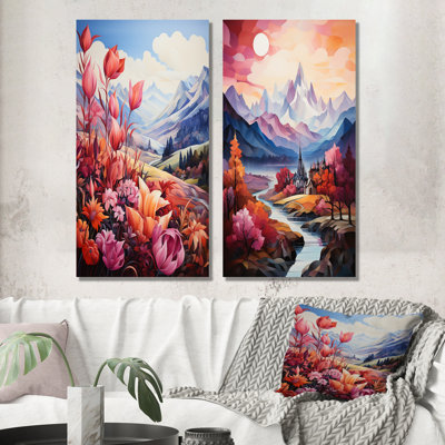 Paysage romantique majestueux I - ensemble de 2 décorations murales paysage romantique