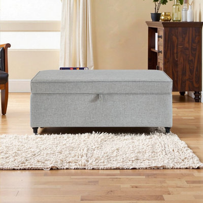 Grand repose-pieds moderne avec rangement et repose-pieds modulaire avec roulettes pour le salon - gris