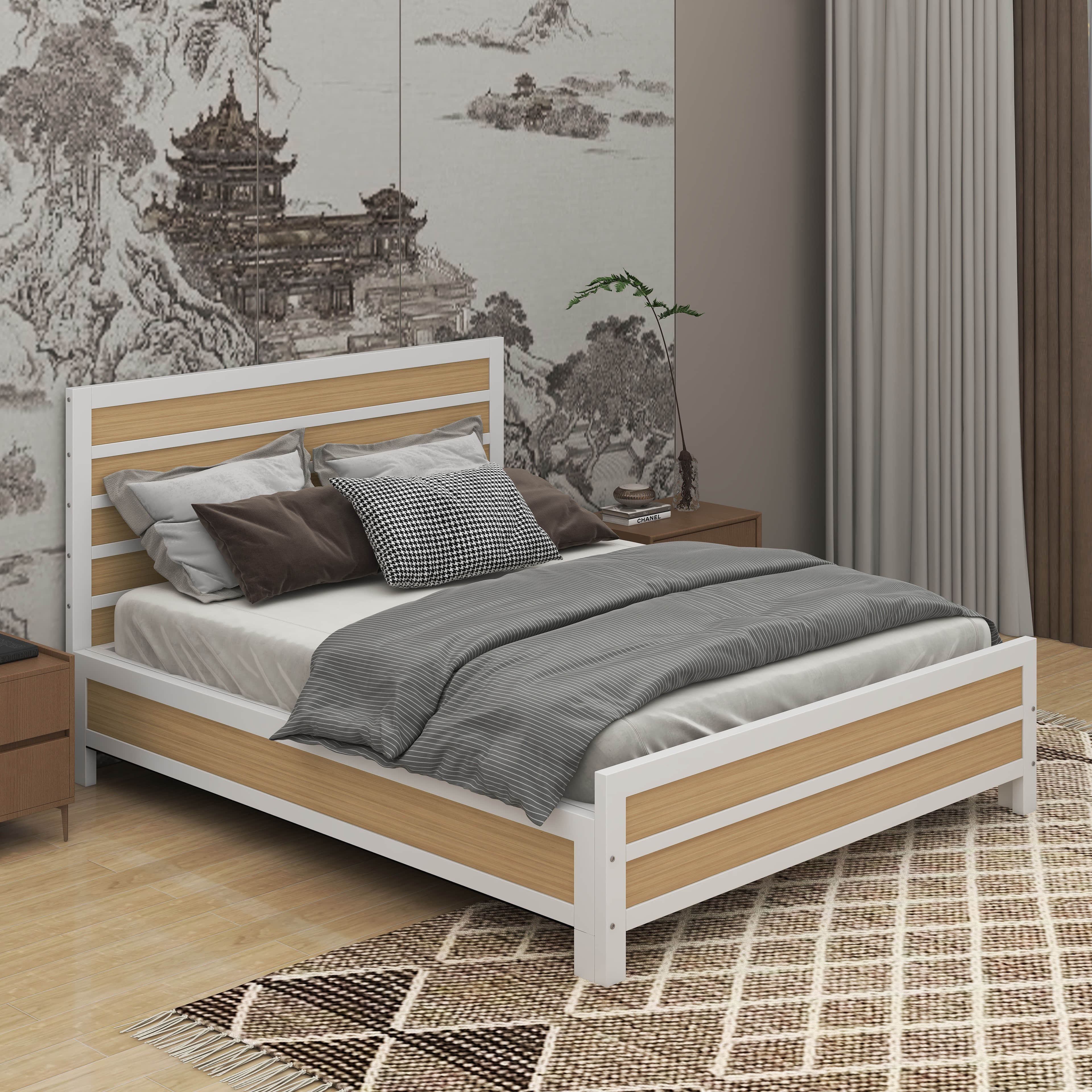 Queen Metal Platform Bed With Underneath Storage