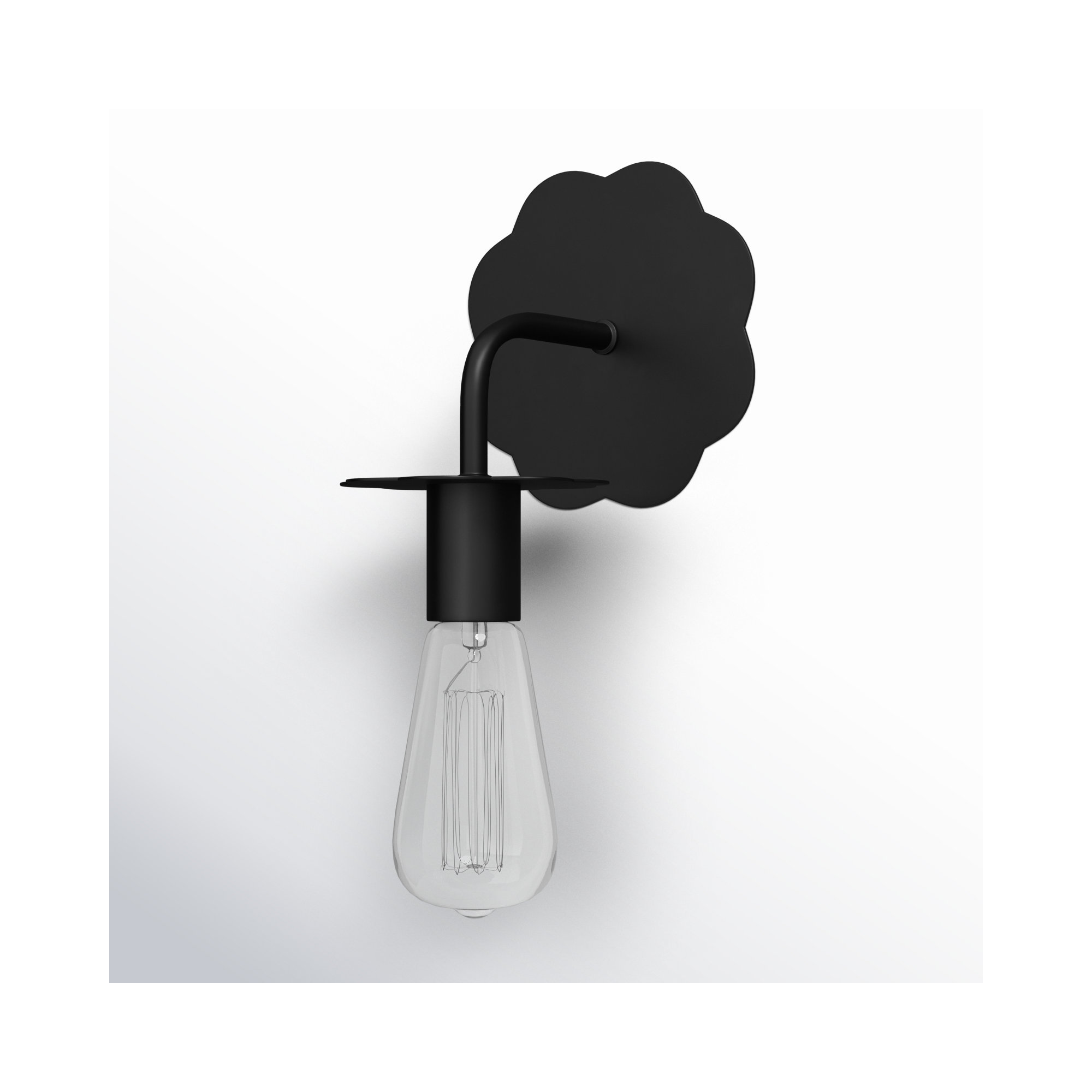 Single Light Dimmable Armed Sconce, Matte Black