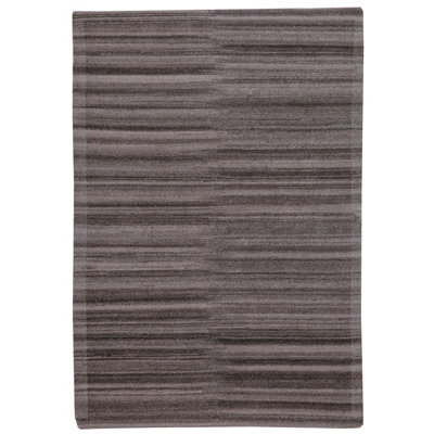 Tapis gris en laine noué la à la main Wautoma