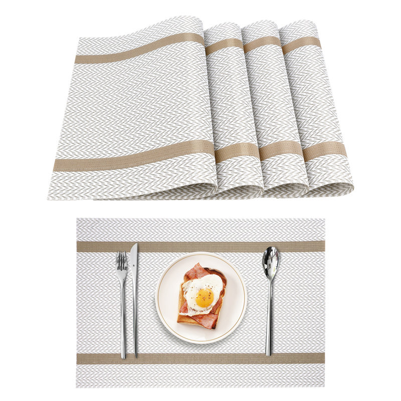 Vinyl Rectangle Placemat (Set of 4), Beige