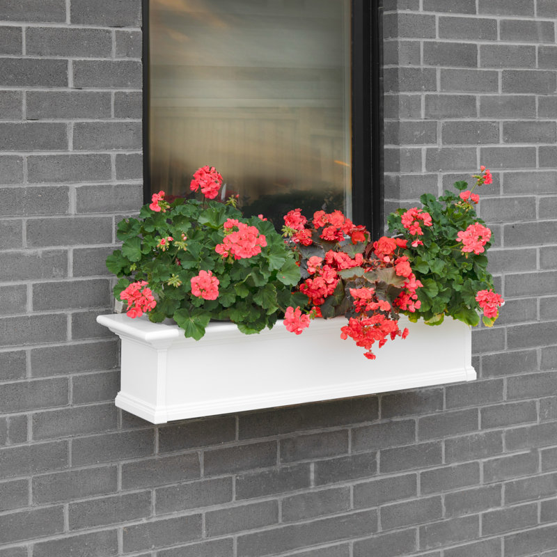Anand Resin Window Box with Water Reservoir, White, 10" H x 48" W x 12" D