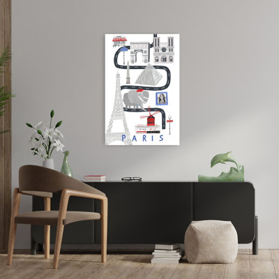 Whimsical Paris Landmarks Abstract Elephant City Architecture Wall Art Print 1 Piece Wrapped Canvas Wall Art