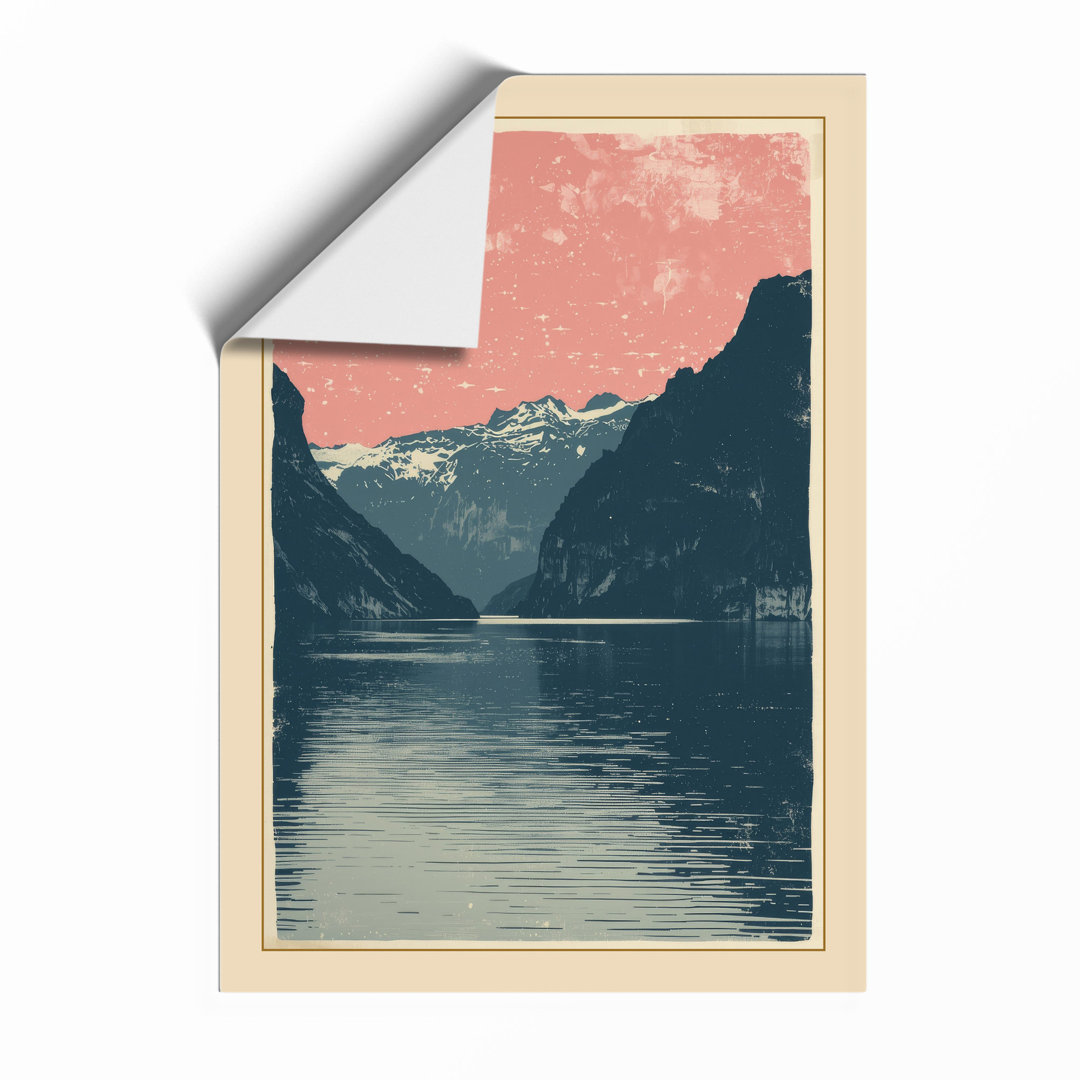 Alpine Lake at Dawn Scandinavian - Framed Print
